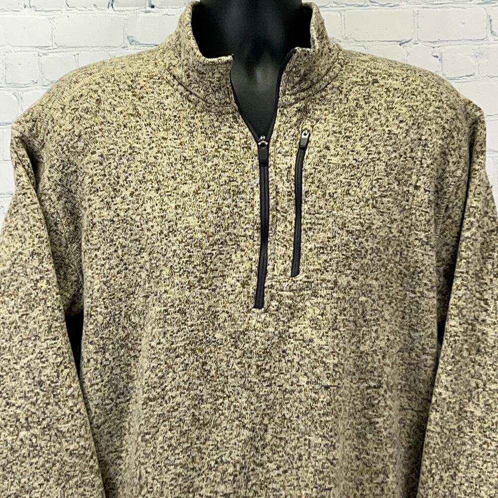 Eddie Bauer Quarter 1/4 Zip XL X‑Large Beige Brown Speckled Polyester Sweater